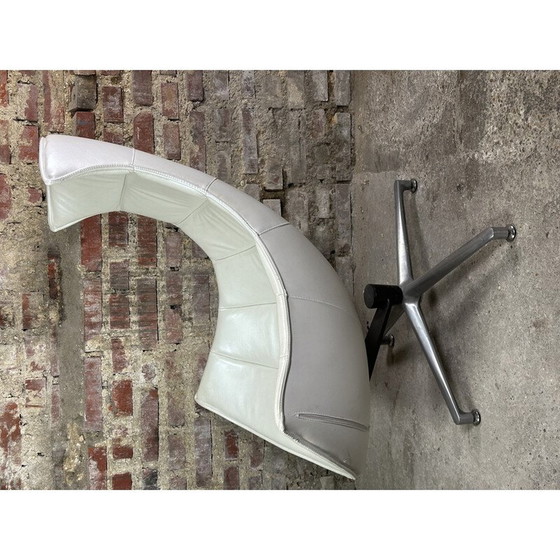 Image 1 of Fauteuil vintage Shell en simili cuir blanc nacré, 1980