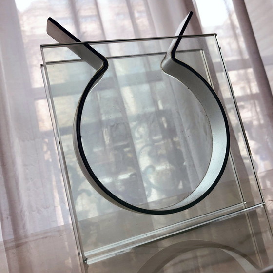 Image 1 of Vase Vintage • Square Ribbon • Peter Hewitt • Moma • Verre & Acier • Space Age • 1970-1980