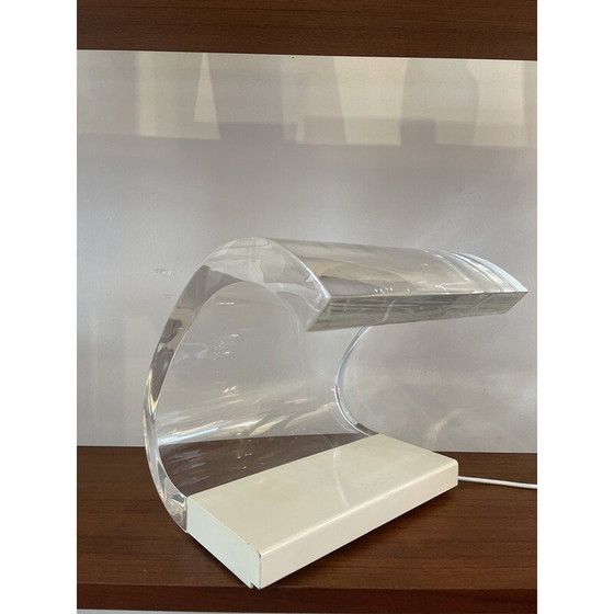 Image 1 of Lampe de table vintage ''Acrilica'' en plexiglas blanc par Joe Colombo, Italie 1960s