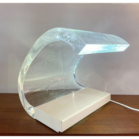 Image 1 of Lampe de table vintage ''Acrilica'' en plexiglas blanc par Joe Colombo, Italie 1960s