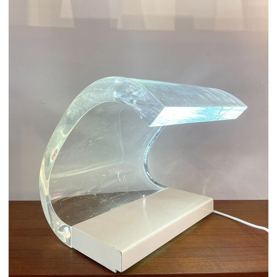 Image 1 of Lampe de table vintage ''Acrilica'' en plexiglas blanc par Joe Colombo, Italie 1960s