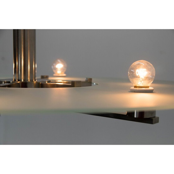 Image 1 of Lustre fonctionnaliste vintage à 6 flammes en nickel, 1930