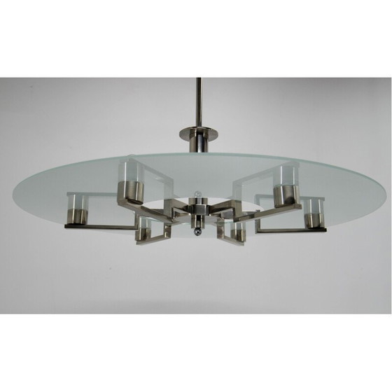 Image 1 of Lustre fonctionnaliste vintage à 6 flammes en nickel, 1930