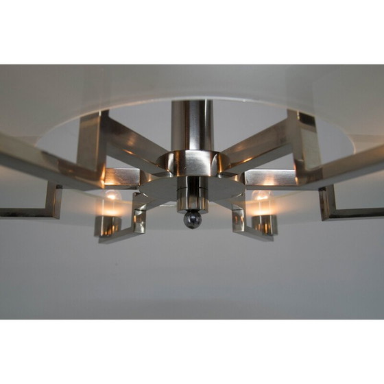 Image 1 of Lustre fonctionnaliste vintage à 6 flammes en nickel, 1930