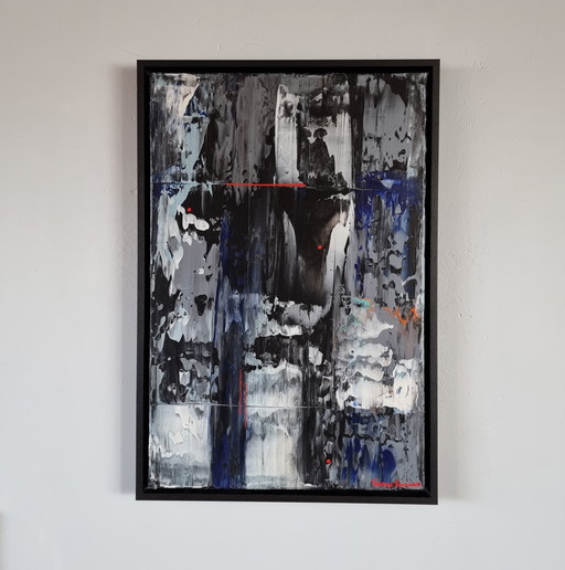 Frances Eckhardt - Peinture abstraite moderne 40x60 + cadre 1/2