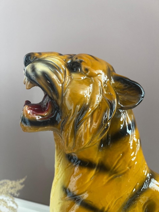 Image 1 of Statue Tigre 50Cm Haut Peint Composite