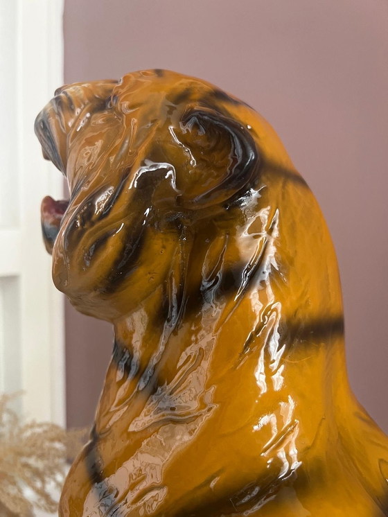 Image 1 of Statue Tigre 50Cm Haut Peint Composite