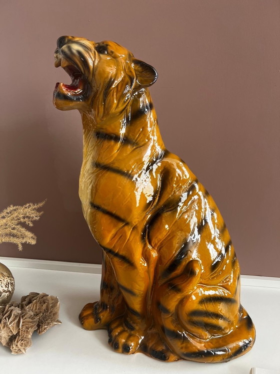 Image 1 of Statue Tigre 50Cm Haut Peint Composite