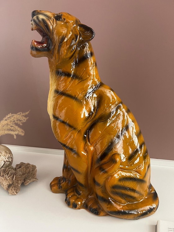 Image 1 of Statue Tigre 50Cm Haut Peint Composite