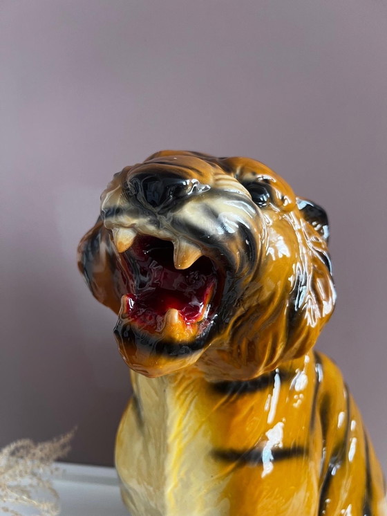 Image 1 of Statue Tigre 50Cm Haut Peint Composite