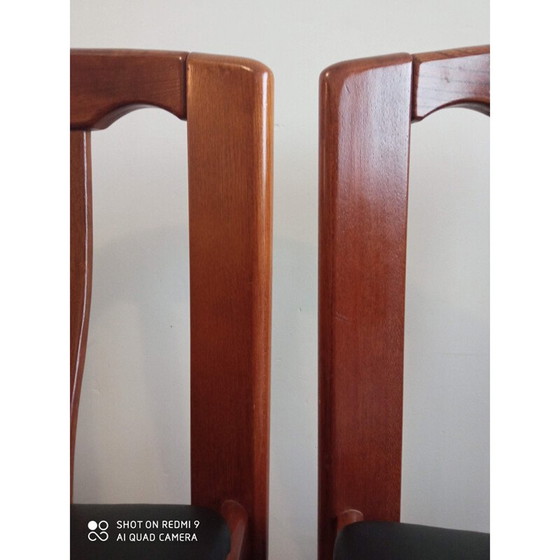 Image 1 of Paire de chaises vintage en orme massif et cuir 1070