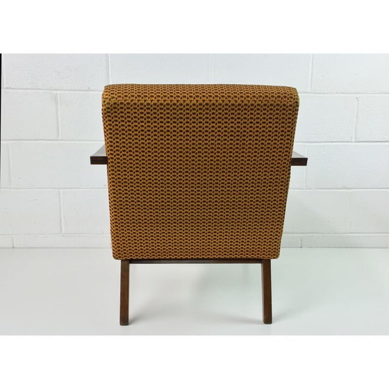 Image 1 of Fauteuil jaune en bois et tissu - années 1960