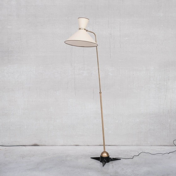 Image 1 of Lampadaire réglable en laiton vintage français par Robert Mathieu, années 1950