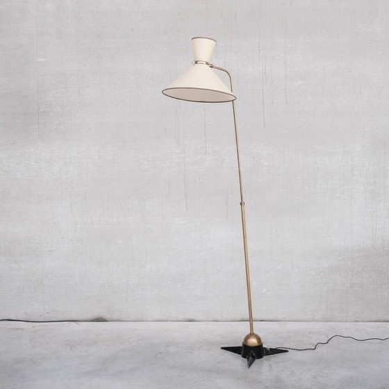 Image 1 of Lampadaire réglable en laiton vintage français par Robert Mathieu, années 1950