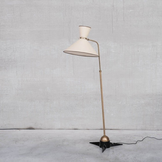 Image 1 of Lampadaire réglable en laiton vintage français par Robert Mathieu, années 1950