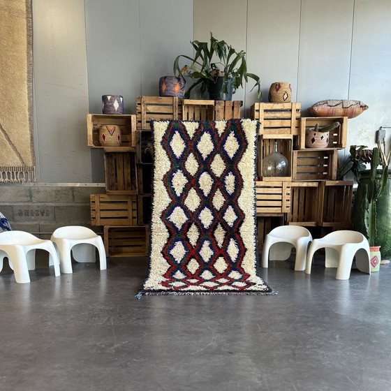 Image 1 of Tapis de laine berbère marocain à motifs de diamants