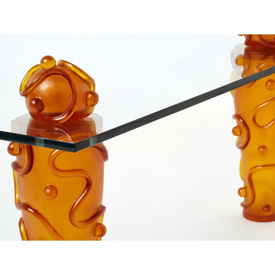 Image 1 of Table basse vintage en résine et verre par Garouste et Bonetti, 1990
