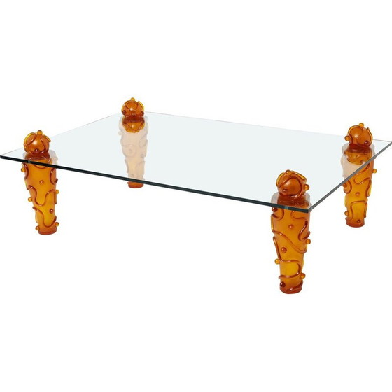 Image 1 of Table basse vintage en résine et verre par Garouste et Bonetti, 1990