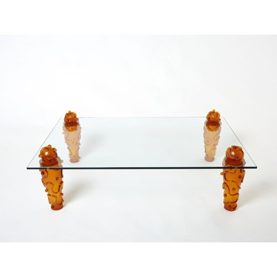 Image 1 of Table basse vintage en résine et verre par Garouste et Bonetti, 1990