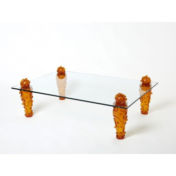 Image 1 of Table basse vintage en résine et verre par Garouste et Bonetti, 1990