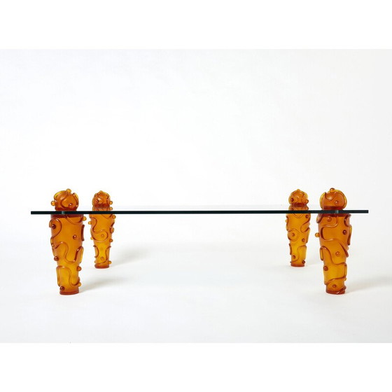Image 1 of Table basse vintage en résine et verre par Garouste et Bonetti, 1990