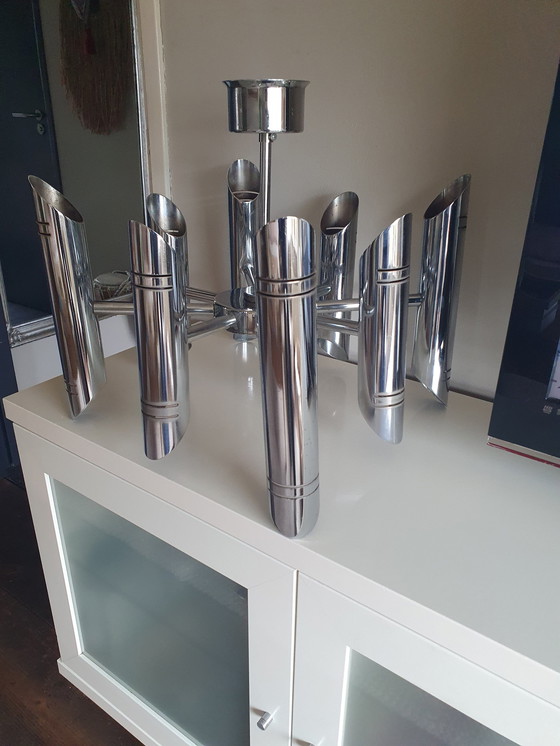 Image 1 of Spage Age Lampe pendante tubulaire à 16 lumières, par Goffredo Reggiani, vers 1970, Italie