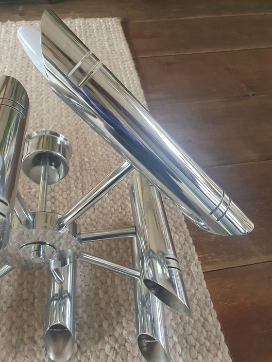 Image 1 of Spage Age Lampe pendante tubulaire à 16 lumières, par Goffredo Reggiani, vers 1970, Italie