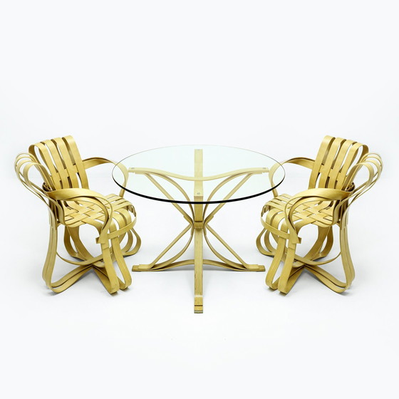 Image 1 of Ensemble de salle à manger vintage en érable courbé et verre par Frank Gehry pour Knoll International, 1980