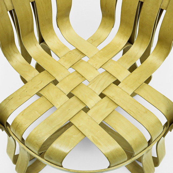 Image 1 of Ensemble de salle à manger vintage en érable courbé et verre par Frank Gehry pour Knoll International, 1980