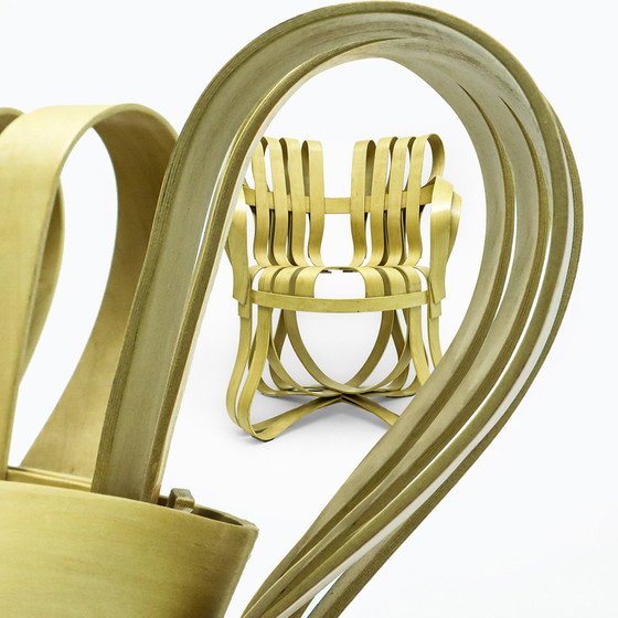 Image 1 of Ensemble de salle à manger vintage en érable courbé et verre par Frank Gehry pour Knoll International, 1980