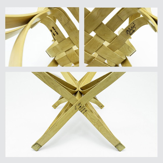Image 1 of Ensemble de salle à manger vintage en érable courbé et verre par Frank Gehry pour Knoll International, 1980