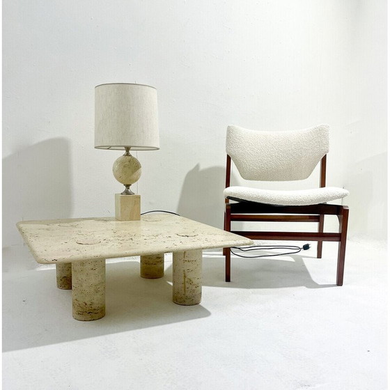 Image 1 of Table basse carrée en travertin du Mid Century, 1970
