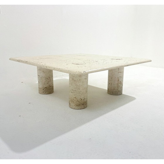 Image 1 of Table basse carrée en travertin du Mid Century, 1970