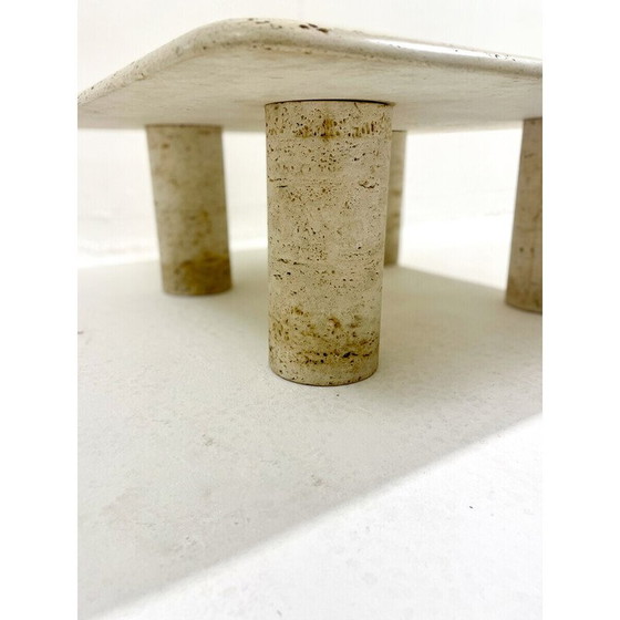 Image 1 of Table basse carrée en travertin du Mid Century, 1970