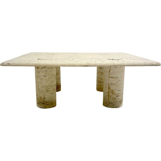 Table basse carrée en travertin du Mid Century, 1970