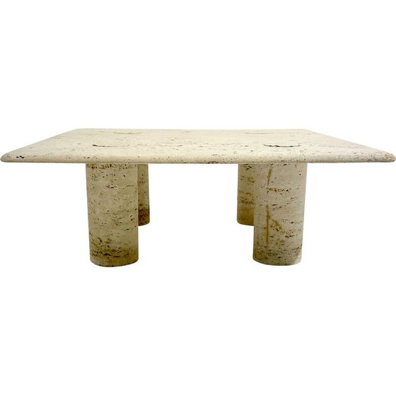 Image 1 of Table basse carrée en travertin du Mid Century, 1970