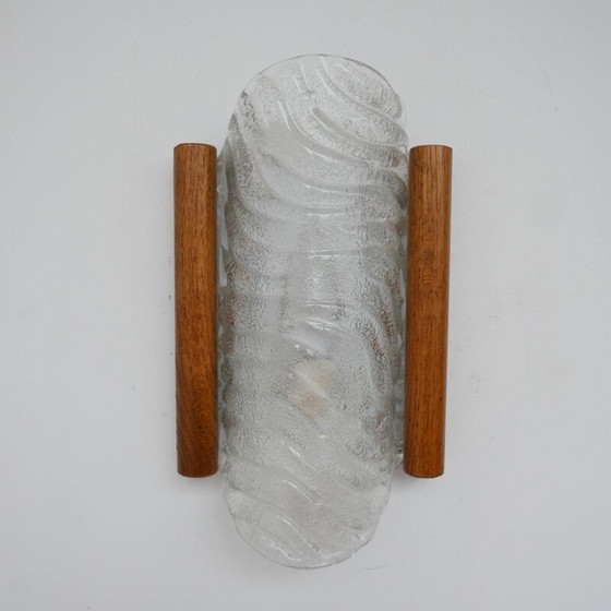 Image 1 of Appliques vintage en verre et chêne, Belgique 1960