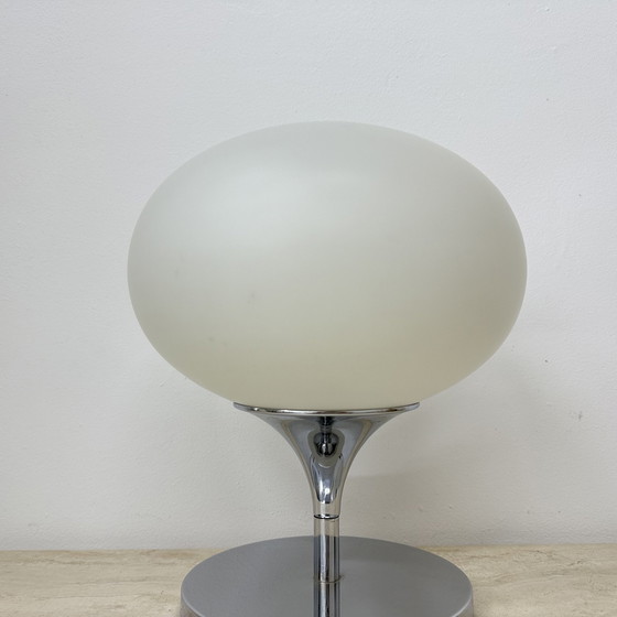 Image 1 of Kaiser Leuchten Table Lamp Opaline Glas And Chrome Space Age 1970S