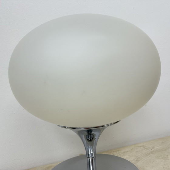 Image 1 of Kaiser Leuchten Table Lamp Opaline Glas And Chrome Space Age 1970S