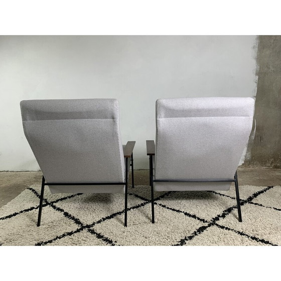 Image 1 of Fauteuil vintage en bois de noyer et métal noir par Rob Parry pour Gelderland, 1950