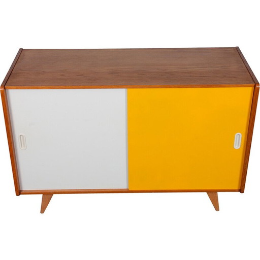 Commode vintage jaune et blanche modèle U-452 par Jiri Jiroutek pour Interier Praha, Tchécoslovaquie 1960