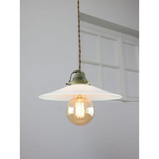 Lampe suspendue vintage en céramique et laiton, Italie