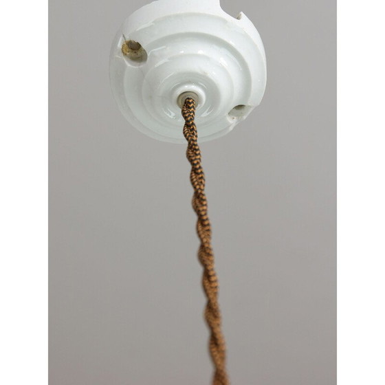 Image 1 of Lampe suspendue vintage en céramique et laiton, Italie