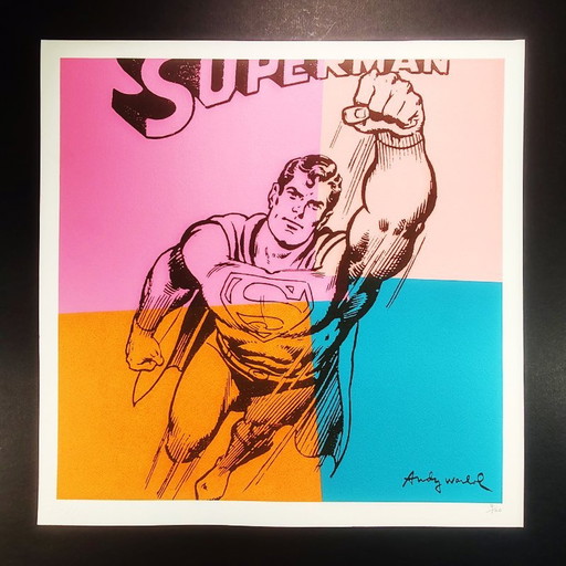 1980S Andy Warhol "Superman" Lithographie en édition limitée par Cmoa.