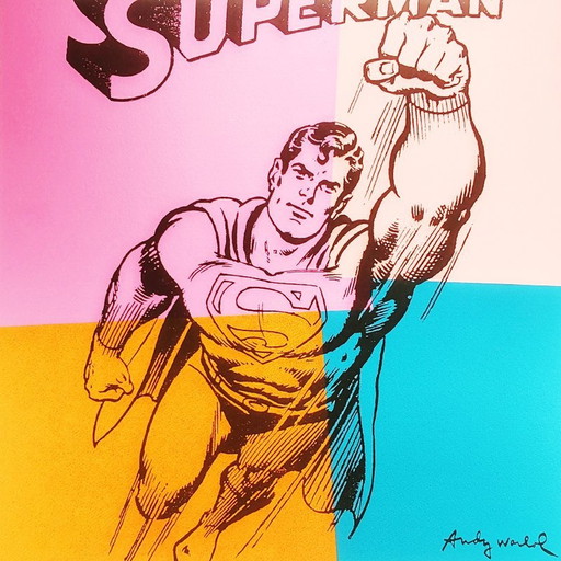 1980S Andy Warhol "Superman" Lithographie en édition limitée par Cmoa.