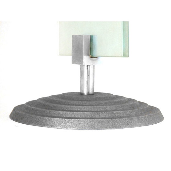 Image 1 of Enseignes de table vintage en verre dépoli gravé pour galerie par Fontana Arte, 1980
