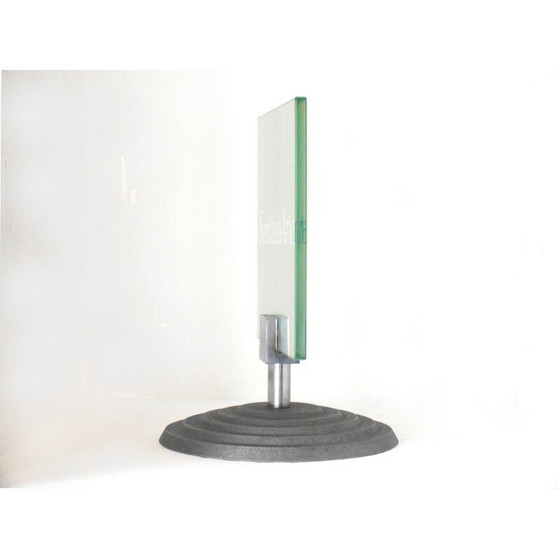 Image 1 of Enseignes de table vintage en verre dépoli gravé pour galerie par Fontana Arte, 1980
