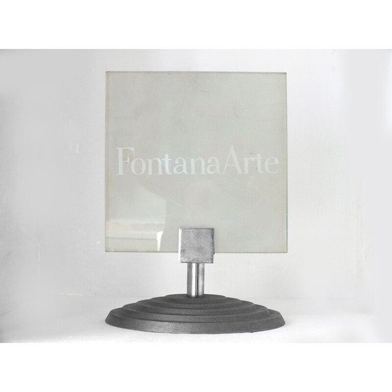 Image 1 of Enseignes de table vintage en verre dépoli gravé pour galerie par Fontana Arte, 1980