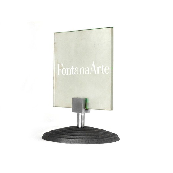 Image 1 of Enseignes de table vintage en verre dépoli gravé pour galerie par Fontana Arte, 1980