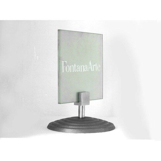 Image 1 of Enseignes de table vintage en verre dépoli gravé pour galerie par Fontana Arte, 1980